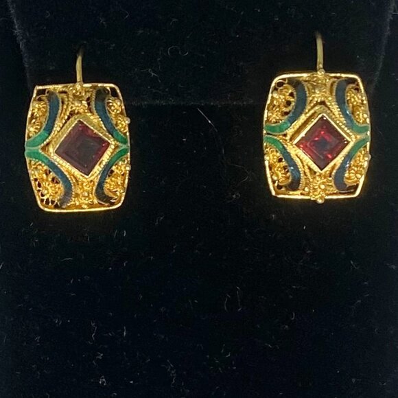 Barbara Garwood Garnet Ring 24KT GOLD OVER STERLING Collectable